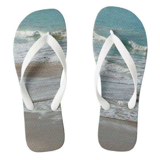 Waves Lapping op de Beach Turquoise Blue Ocean Teenslippers (Voetbed)