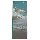 Waves Lapping op de Beach Turquoise Blue Ocean Wijn Cadeautas (Achterkant)