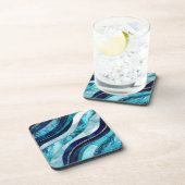 Waves - Mixed Media Blauw Abstract Bier Onderzetter (Rechterzijde)