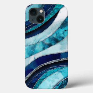 Waves - Mixed Media Blauw Abstract iPhone 13 Hoesje