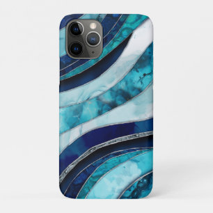 Waves - Mixed Media Blauw Abstract iPhone 11 Pro Hoesje