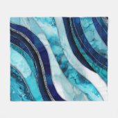 Waves - Mixed Media Blauw Abstract Fleece Deken (Voorkant (Horizontaal))