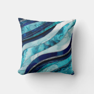 Waves - Mixed Media Blauw Abstract Kussen