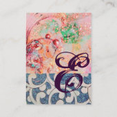 WAVES MONOGRAM FOTO TEMPLATE, levendig, roze blauw Visitekaartje (Achterkant)