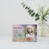 WAVES MONOGRAM FOTO TEMPLATE roze paars blauw Visitekaartje (Staand voorkant)