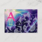 WAVES MONOGRAM FOTO TEMPLATE roze paars blauw Visitekaartje (Achterkant)