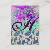 WAVES MONOGRAM, levendig, roze blauw paars Visitekaartje (Achterkant)