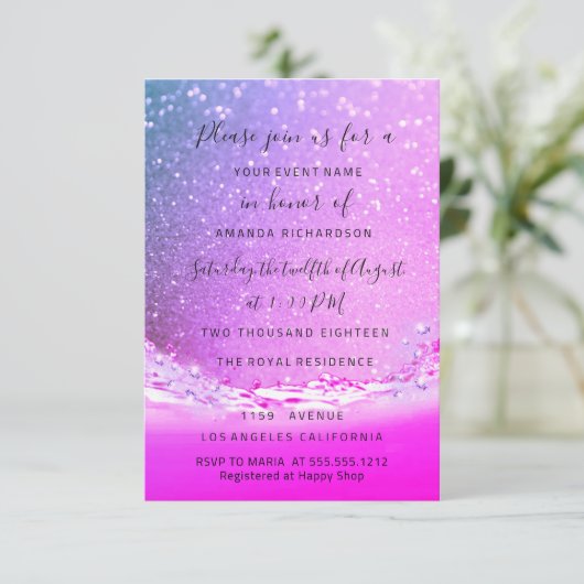 Waves Ocean Fuchsia Roze Bruids Bruiloft Verjaarda Kaart (Staand voorkant)
