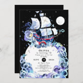 Waves of Fun Pirate Verjaardag Kaart (Voorkant / Achterkant)