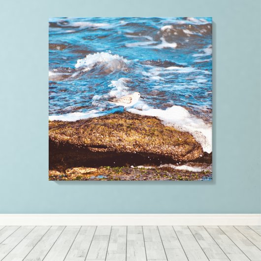 Waves on Rocky Coast shore Ocean Canvas  (Insitu (Houten vloer))