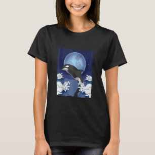 Waves Orca Volle Maan Oceaan Dier Orka T-shirt