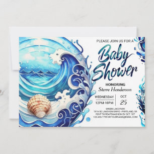 Waves Printable Baby shower Kaart