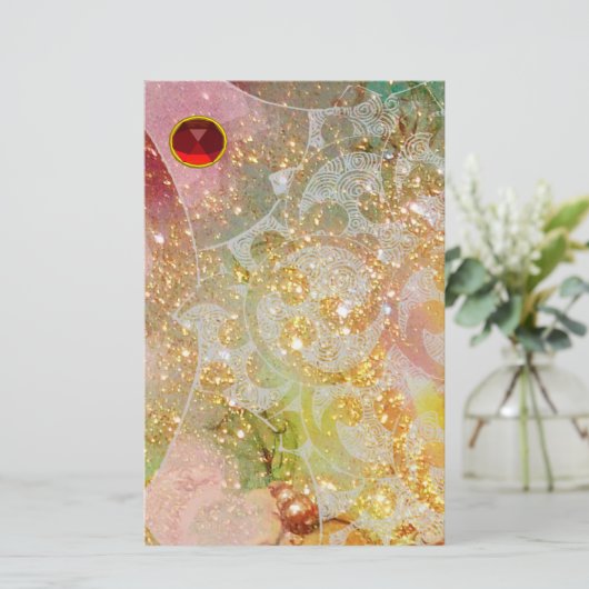 WAVES RED RUBY BRIEFPAPIER (Staand voorkant)