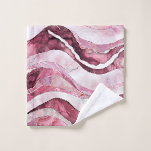 Waves - Roze Marmer Abstract Bad Handdoek (Wasdoekje)