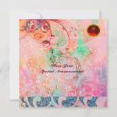 WAVES RUBY, heldere rode blauwe, roze goudsparken Kaart (Achterkant)