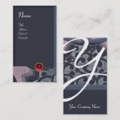 WAVES RUBY MONOGRAM, roze rode blauwe grijs Visitekaartje (Voorkant / Achterkant)