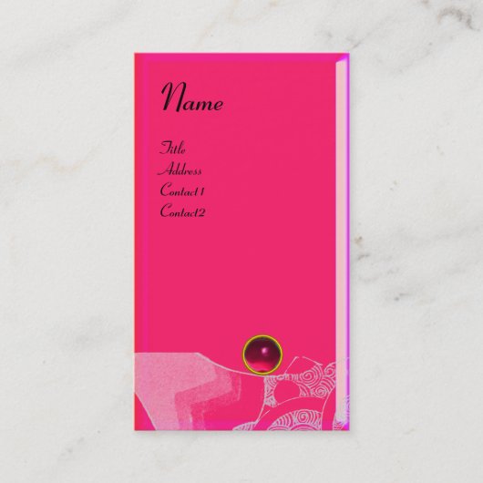 WAVES RUBY MONOGRAM, roze rood zwart Visitekaartje (Voorkant)