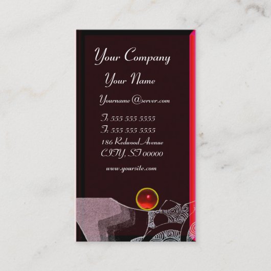WAVES RUBY MONOGRAM, roze rood zwart Visitekaartje (Voorkant)