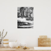Waves & Stone - B&W 2 Poster (Keuken)