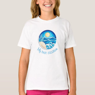 Waves, sun, shell t-shirt