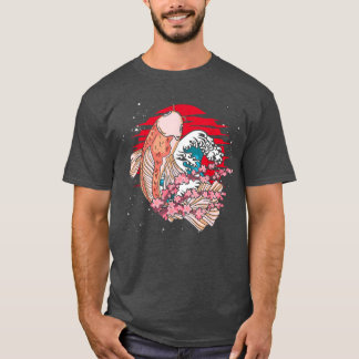 Waves Taisho Sanke Fish Pond Sakura Nishikigoi Koi T-shirt