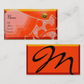 WAVES TOPAZ MONOGRAM, wit geel sinaasappel Visitekaartje (Voorkant / Achterkant)