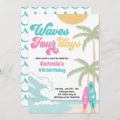 Waves Vier Dagen Retro Surf Strand 4e Verjaardag Kaart (Voorkant / Achterkant)