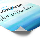 Waves Waterverf Blue Hashtag-kaarten Poster (Hoek)