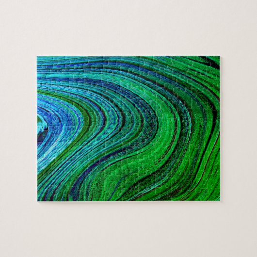 Waves Wavy Green Blue Abstract Modern Fractal Art Legpuzzel (Horizontaal)