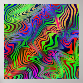 Wavey psychedelische veelkleurige lijnen poster