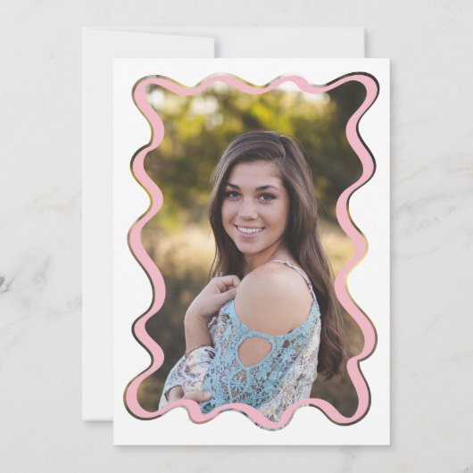 Wavey retro fancy Afstuderen foto op achterzijde Kaart (Achterkant)