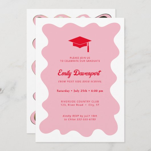 Wavey retro fancy Afstuderen foto op achterzijde Kaart (Voorkant / Achterkant)