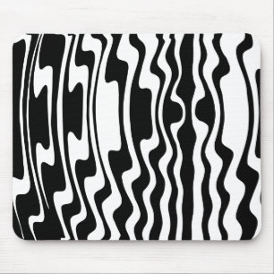 Wavey Stripey - zwart en wit Muismat