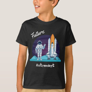 Waving Astronaut Space Shuttle Cartoon Kinder T-shirt