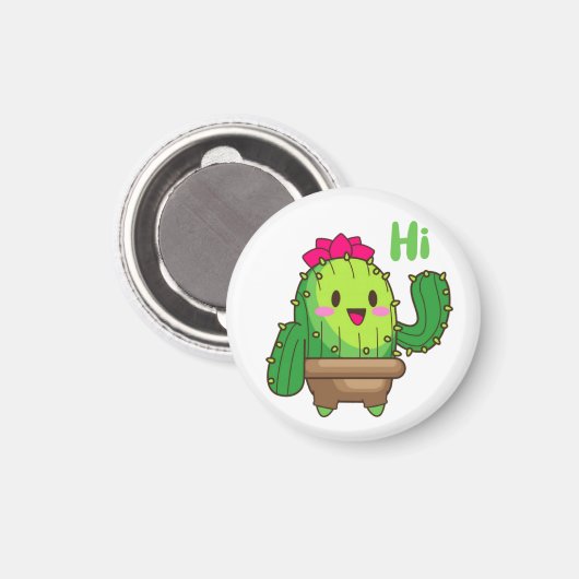 Waving Cactus Magnet – Friendly Plant Face Magneet (Voorkant / Achterkant)