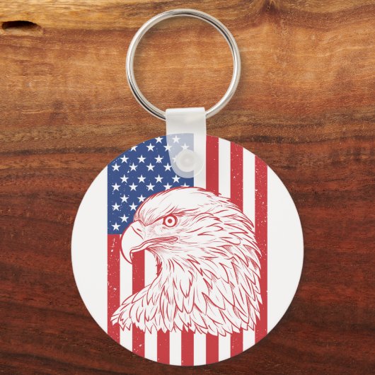 Waving Patriotic American Flag Design Sleutelhanger (Achterkant)