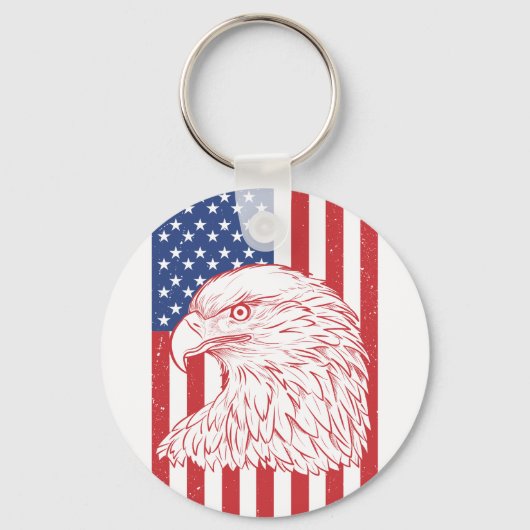 Waving Patriotic American Flag Design Sleutelhanger (Achterkant)