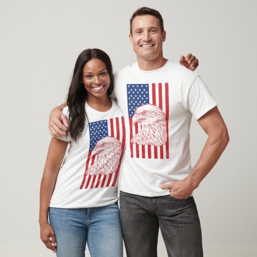 Waving Patriotic American Flag Design T-shirt (Unisex)