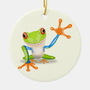 Waving red eyed Tree frog-illustratie Keramisch Ornament