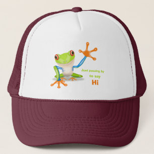 Waving red eyed Tree frog-illustratie Trucker Pet