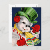 Waving Snowman Feestdagenkaart (Voorkant / Achterkant)