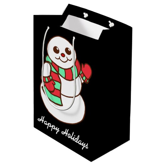 Waving Snowman Gift Bag Medium Cadeauzakje (Achterkant Gekanteld)