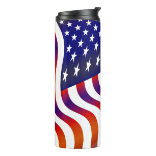 Waving USA-vlag rood, wit en blauw Thermosbeker
