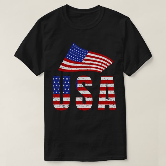 Waving USA vlag typografie T-shirt (Design voorkant)