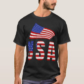 Waving USA vlag typografie T-shirt (Voorkant)