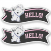Waving Westie Custom-Cut Vinyl Sticker (Devant)