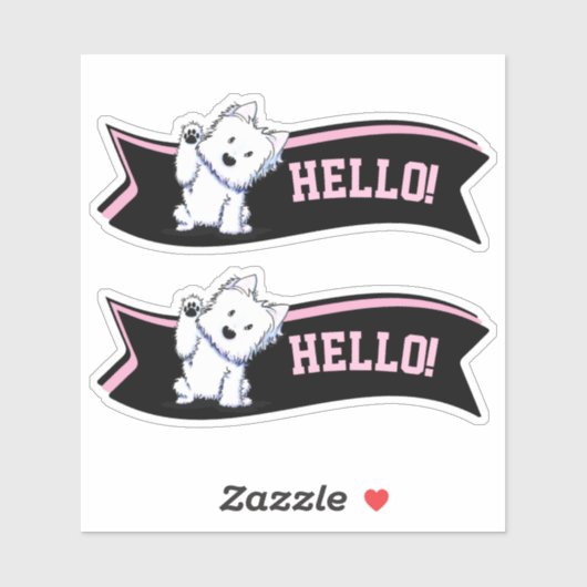 Waving Westie Custom-Cut Vinyl Sticker (Feuille)