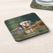 Waving Zee Otter Bier Onderzetter (Linkerzijde)