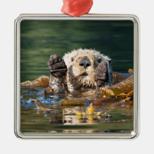 Waving Zee Otter Metalen Ornament