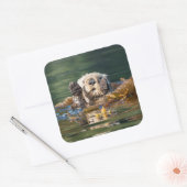 Waving Zee Otter Vierkante Sticker (Envelop)